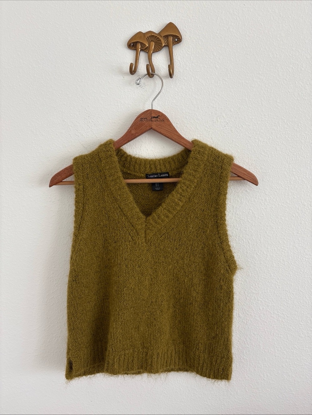 Christian Lacroix Vest Chartreuse wool blend Sleeveless V neck size small
